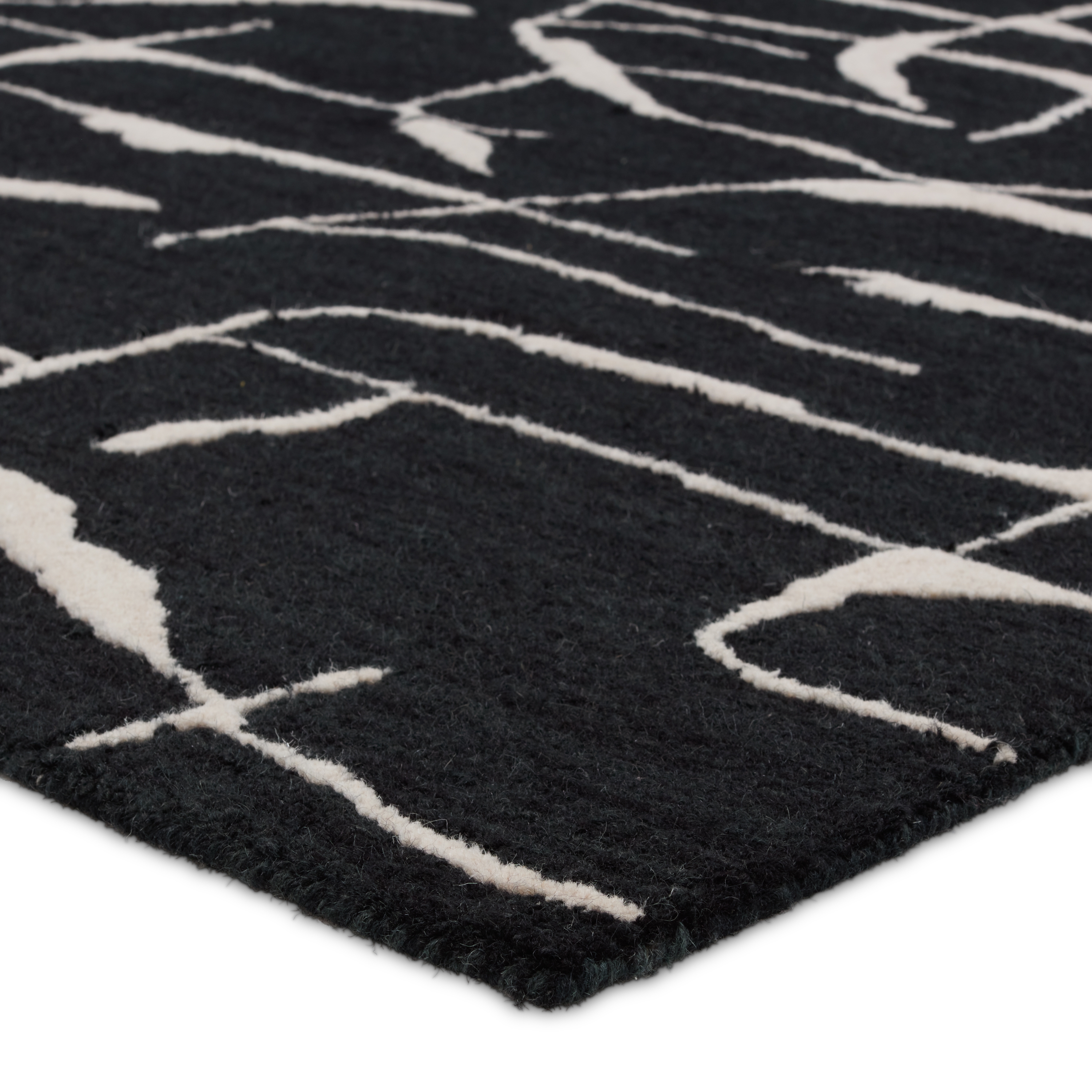 Nikki Chu by Noir Handmade Abstract Black/ White Area Rug (5'X8') - Image 1