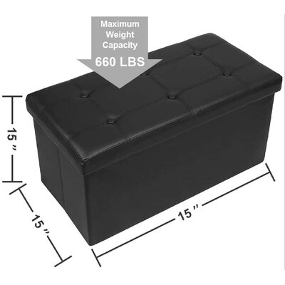 Ottoman With Storage, 80L Storage Bench For Bedroom And Hallway, Folding Ottoman With Foam Padded Seat, Storage Chest, Coffee Table/Puppy Step, - Image 0