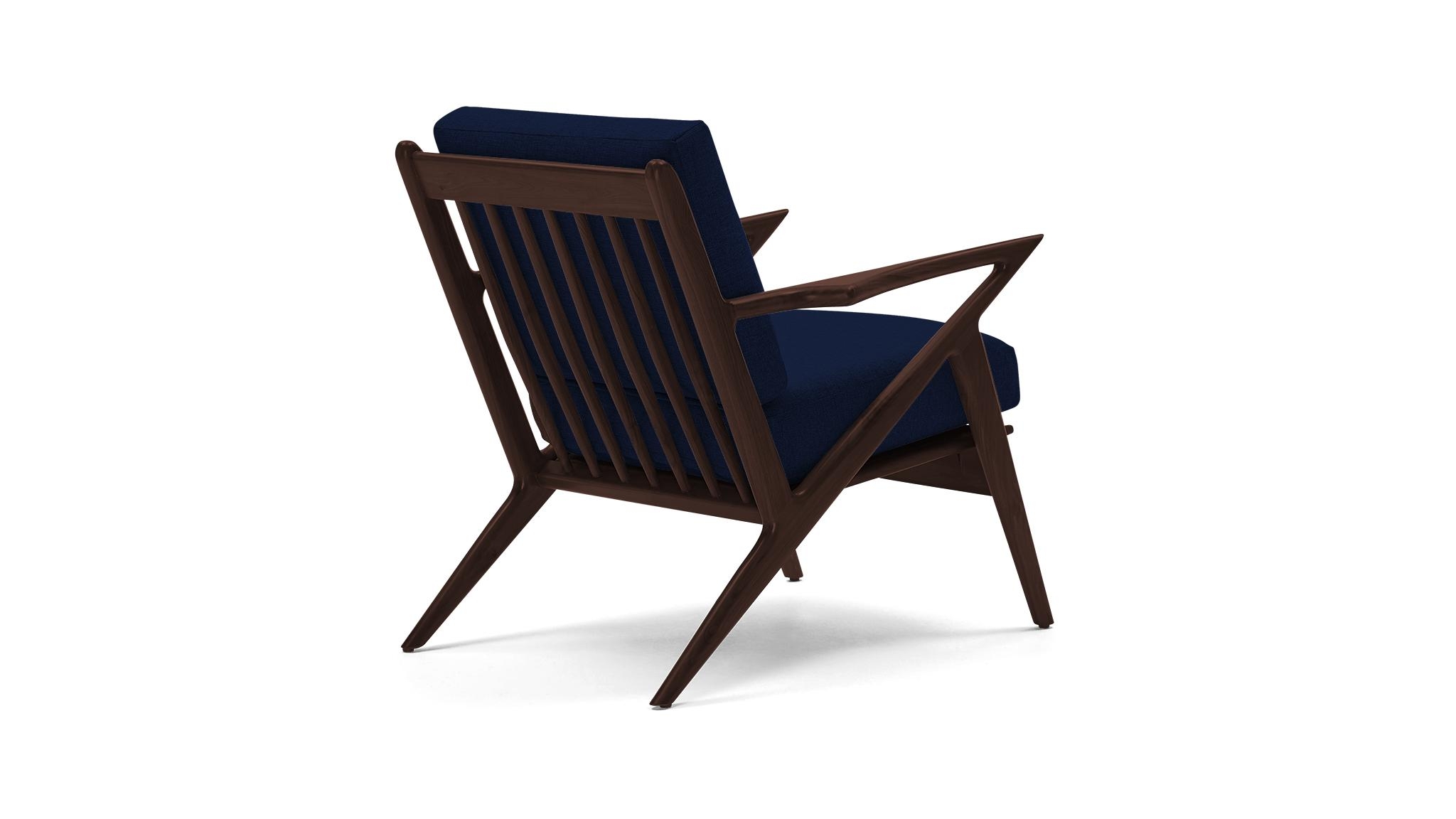 Blue Soto Mid Century Modern Chair - Royale Cobalt - Walnut - Image 3