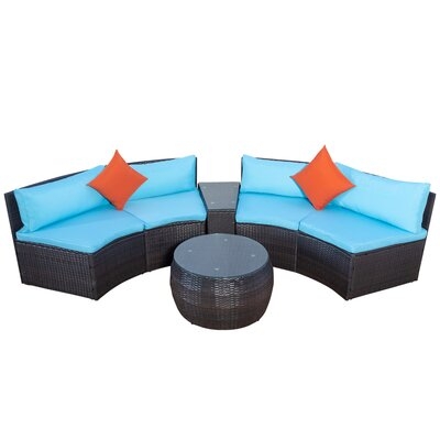 Khandra 6 Piece Rattan Sectional Seating Group With Cushions - Image 0