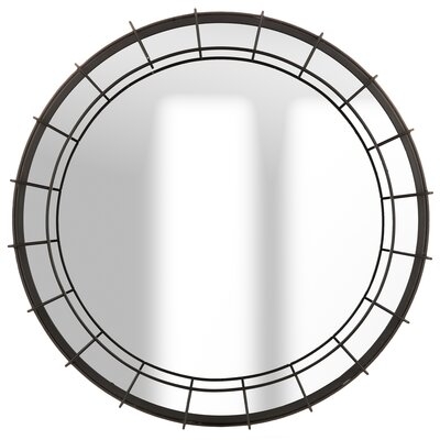 20" Caged Wire Round Wall Mirror, Black - Image 0