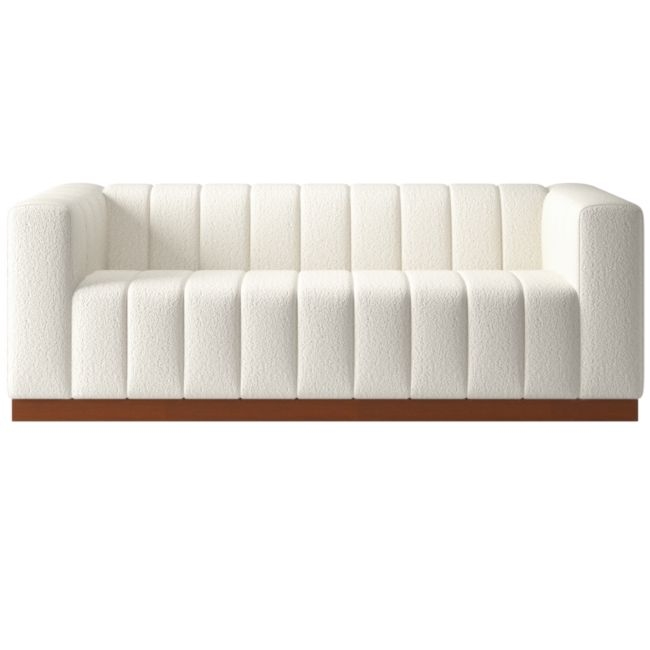 Forte 81" Wooly Sand Sofa with Walnut Base - Image 0