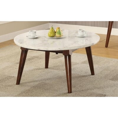 Brit Coffee Table In White Marble & Walnut - Image 0