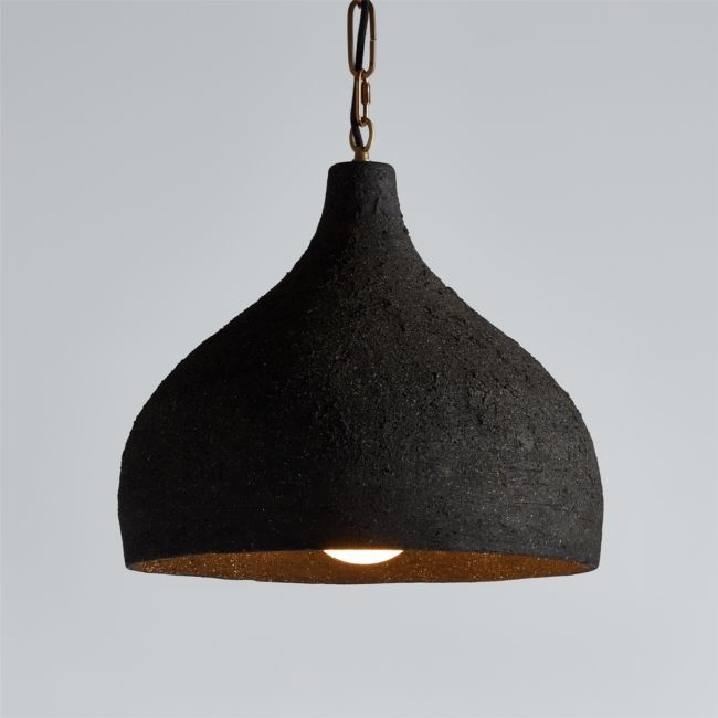 Corfu Large Black Ceramic Pendant Light 18" - Image 0