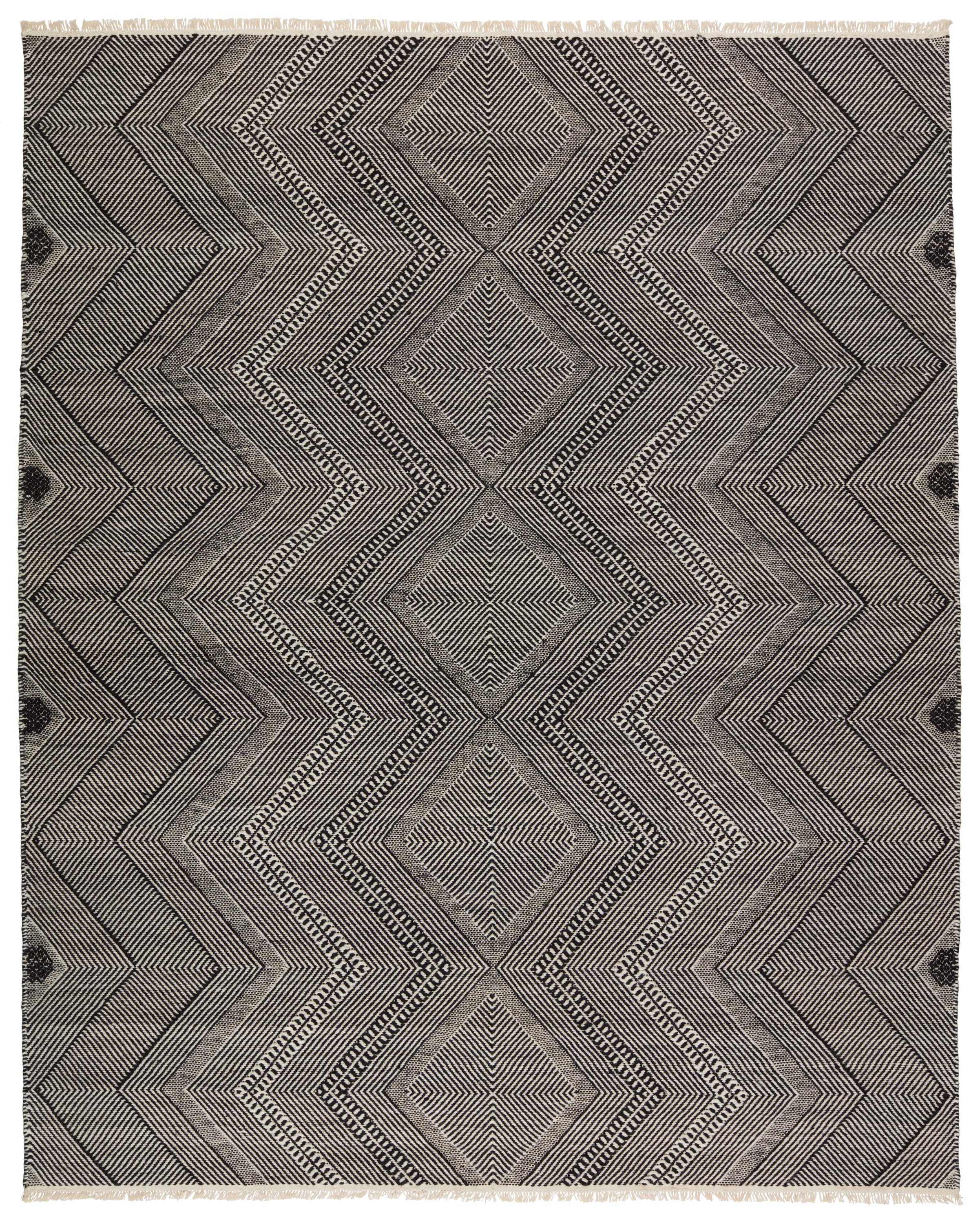 Galexia Handmade Tribal Black/ Cream Area Rug (8'X10') - Image 0