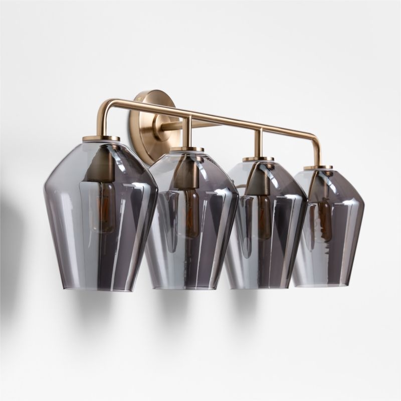 Arren Brass 4-Light Wall Sconce Light with Silver Glass Angled Shade - Image 3