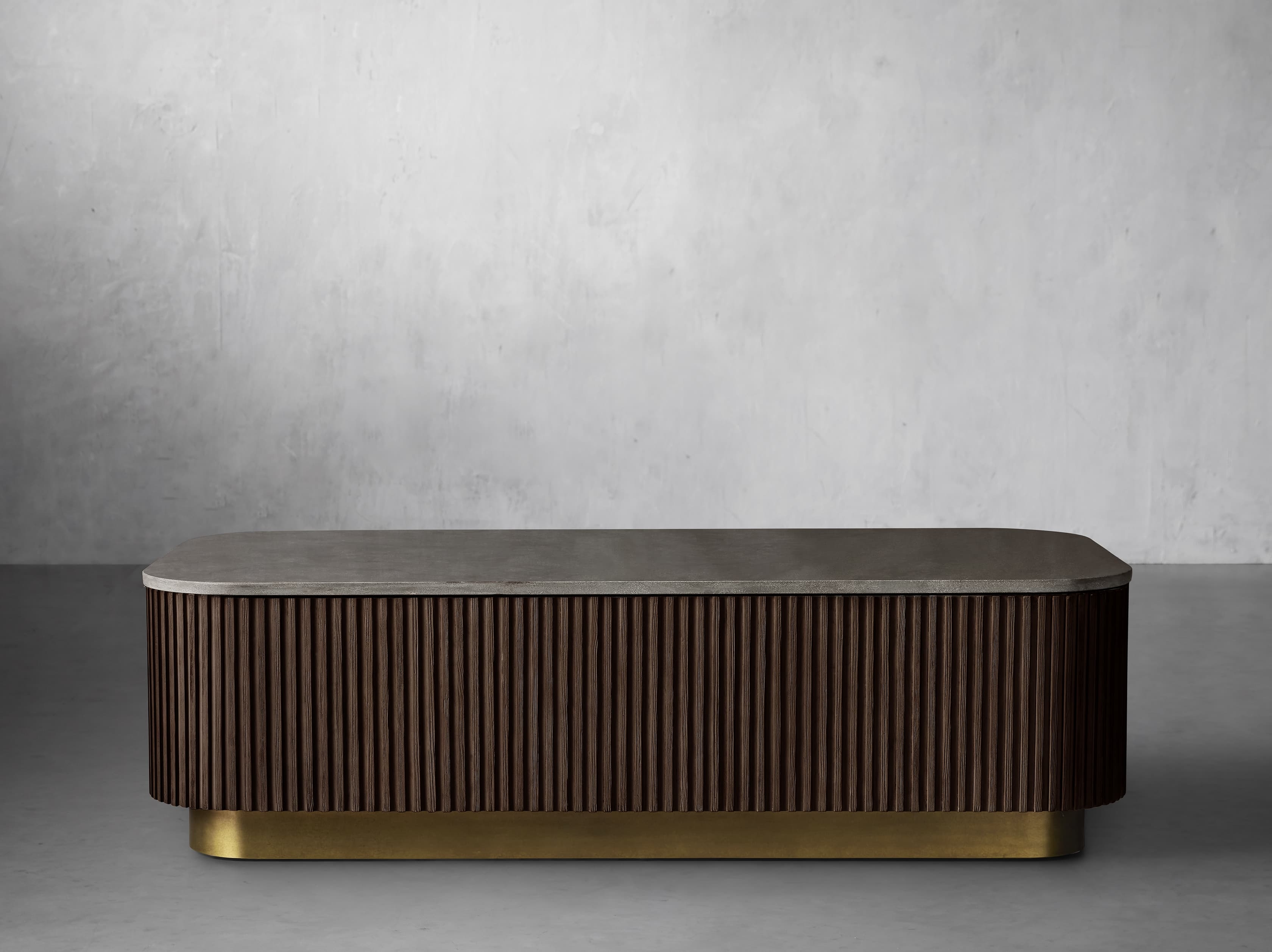 Finnley Coffee Table in Stone 54" Brown  Mocha/Bluestone - Image 0