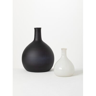 Aldred Glass Table Vases, Black & White, Set of 2 - Image 0