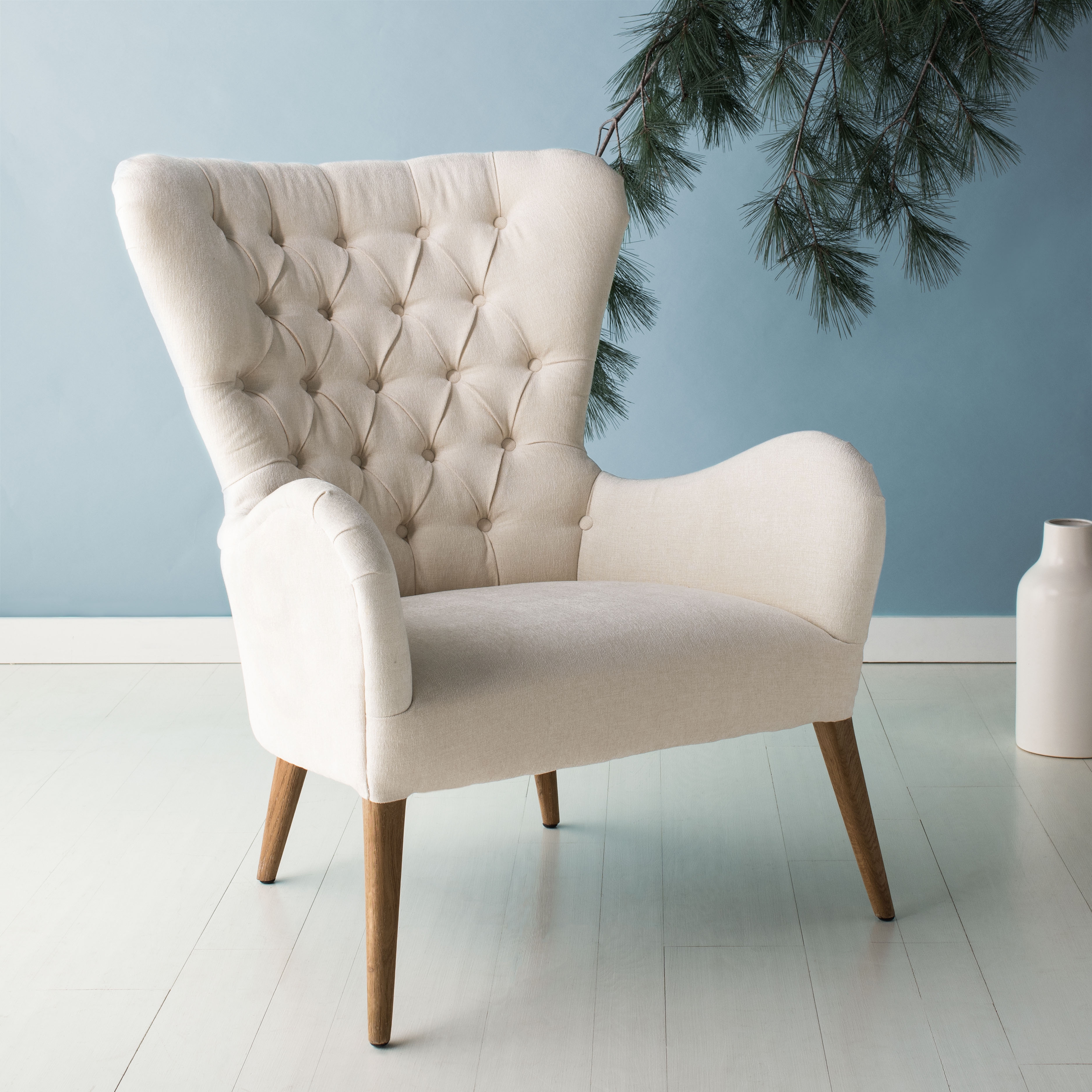 Brayden Contemporary Wingback Chair - Off White - Arlo Home - Image 1