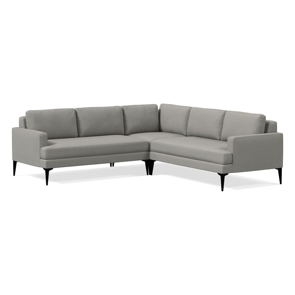 Andes 90" Multi Seat 3-Piece L-Shaped Sectional, Petite Depth, Twill, Silver, Dark Pewter - Image 0
