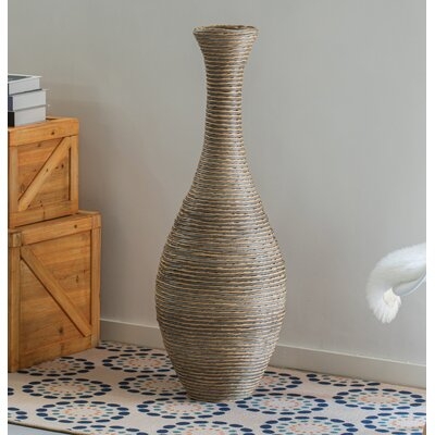 Alburnett Beige 37.75" Wood Floor Vase - Image 0