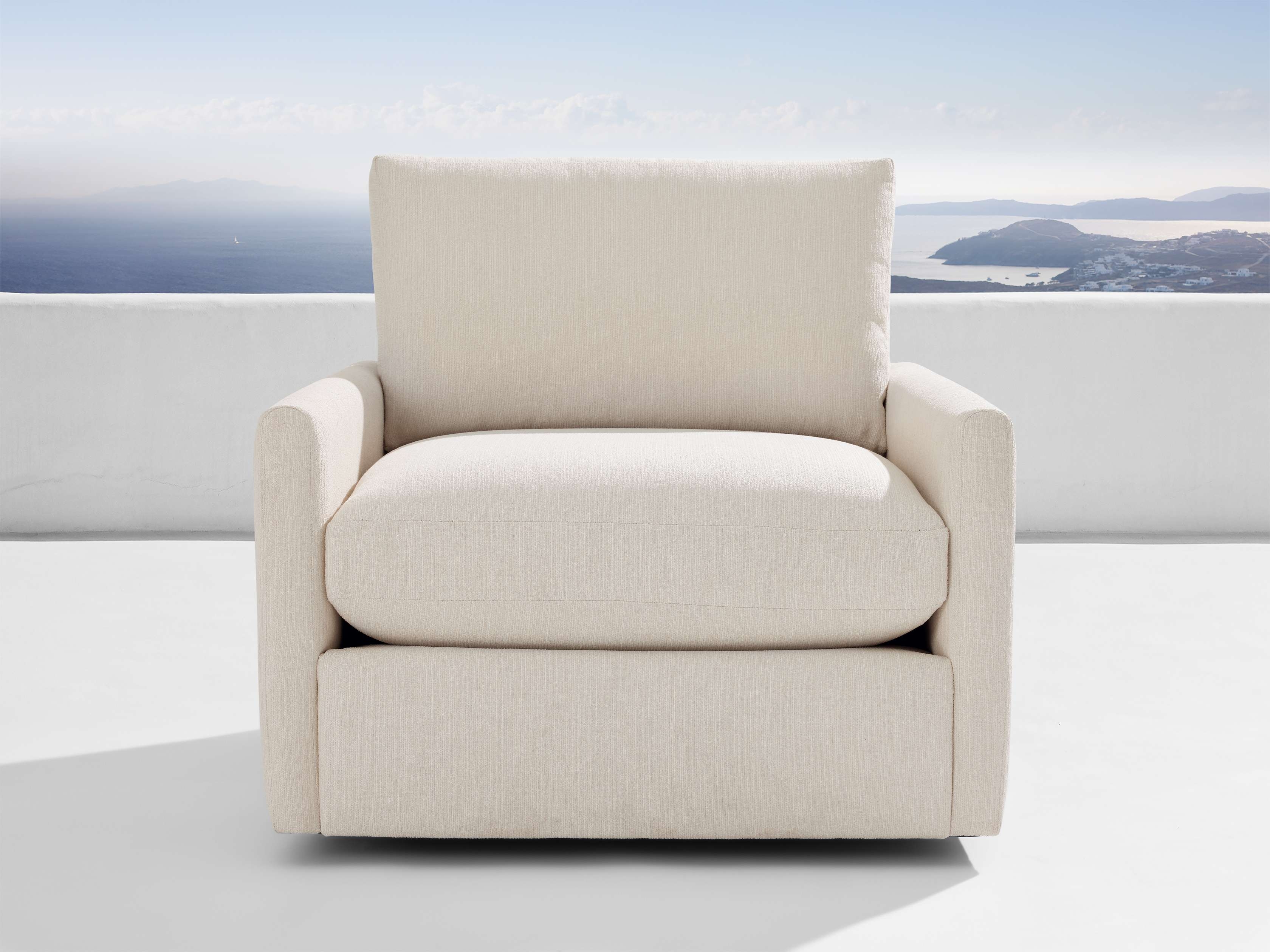 Kipton Outdoor Swivel Chair in Upholstered White  Twilly Pearl - Image 0