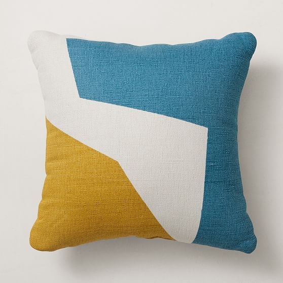 Outdoor Corner Colorblock Pillow, 20"x20", Lagoon - Image 0