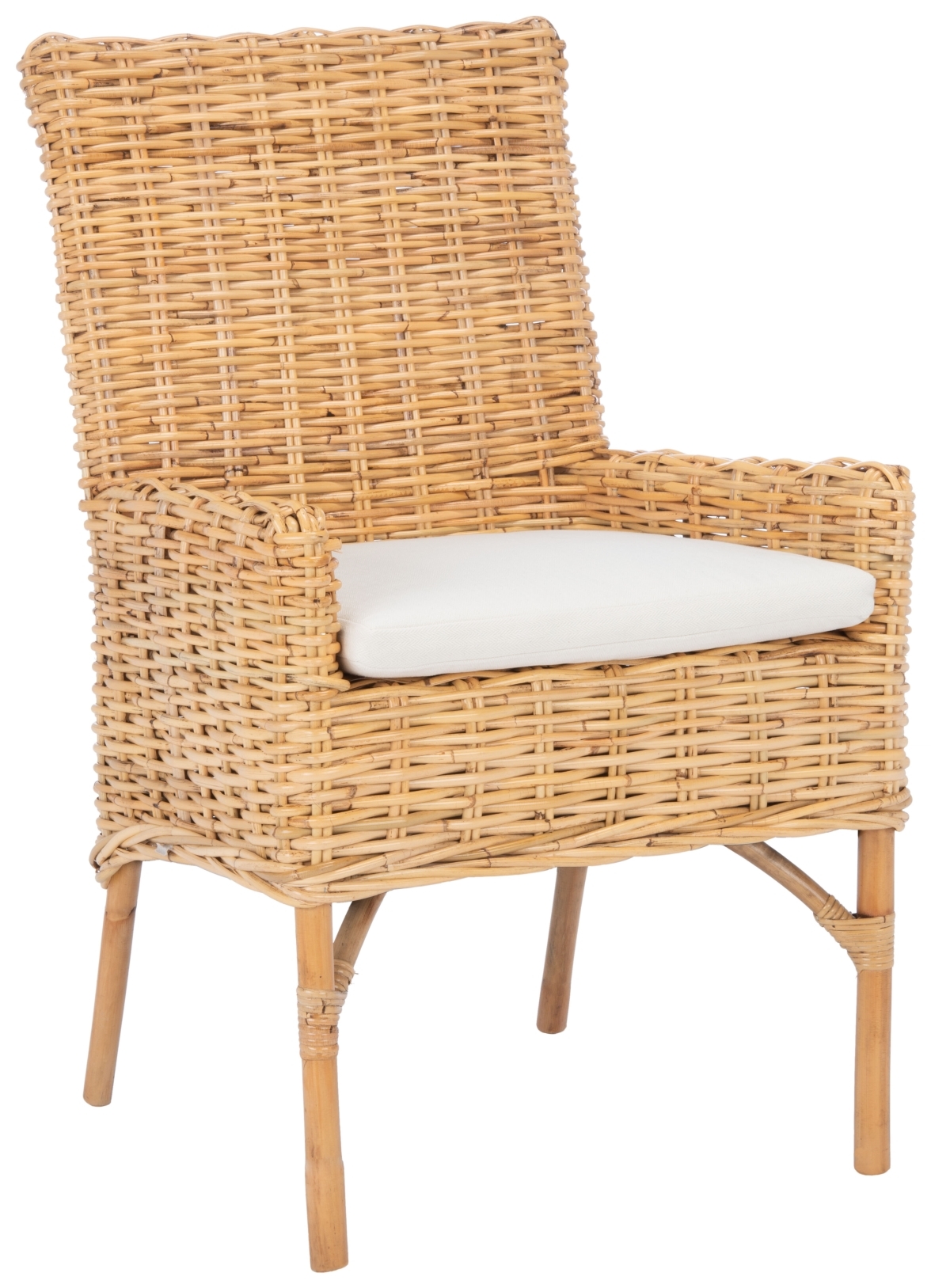 Nancy Rattan Accent Chair W/ Cush - White / Natural - Safavieh - Image 6
