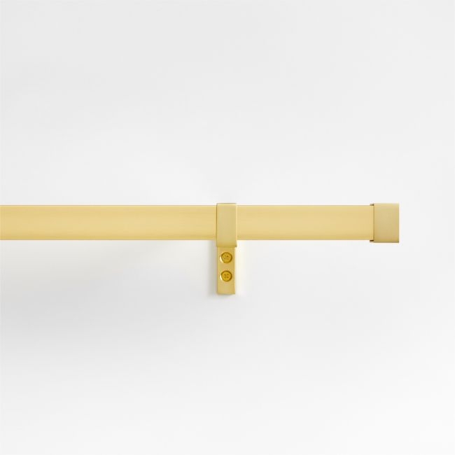 Brass 1" Square Curtain Rod and End Cap Finials Set 48"-88" - Image 0