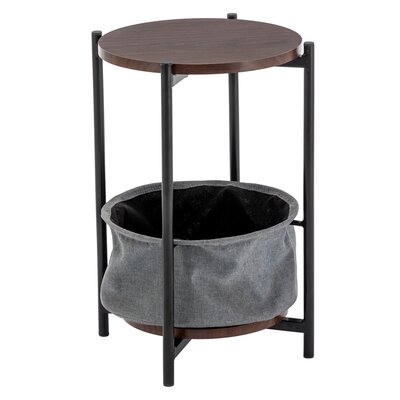 Double-Layer Round Tea Table With Storage, Gray - Image 0