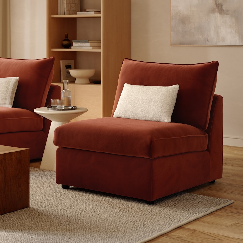 Lenae 32" Velvet Armless Chair Module - Hale Rust - Image 0