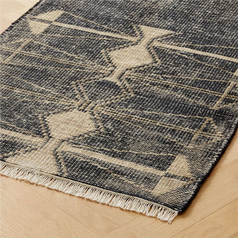 Luma Hand-Knotted Black New Zealand Wool Runner Rug 2.5'x8' by Ackerman - Image 1