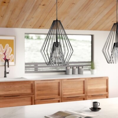 Frankie 1 - Light Unique/Statement Geometric Pendant with Wrought Iron Accents - Image 0