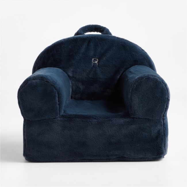 Large Navy Blue Faux Fur Kids Lounge Nod Chair Cover - Image 0