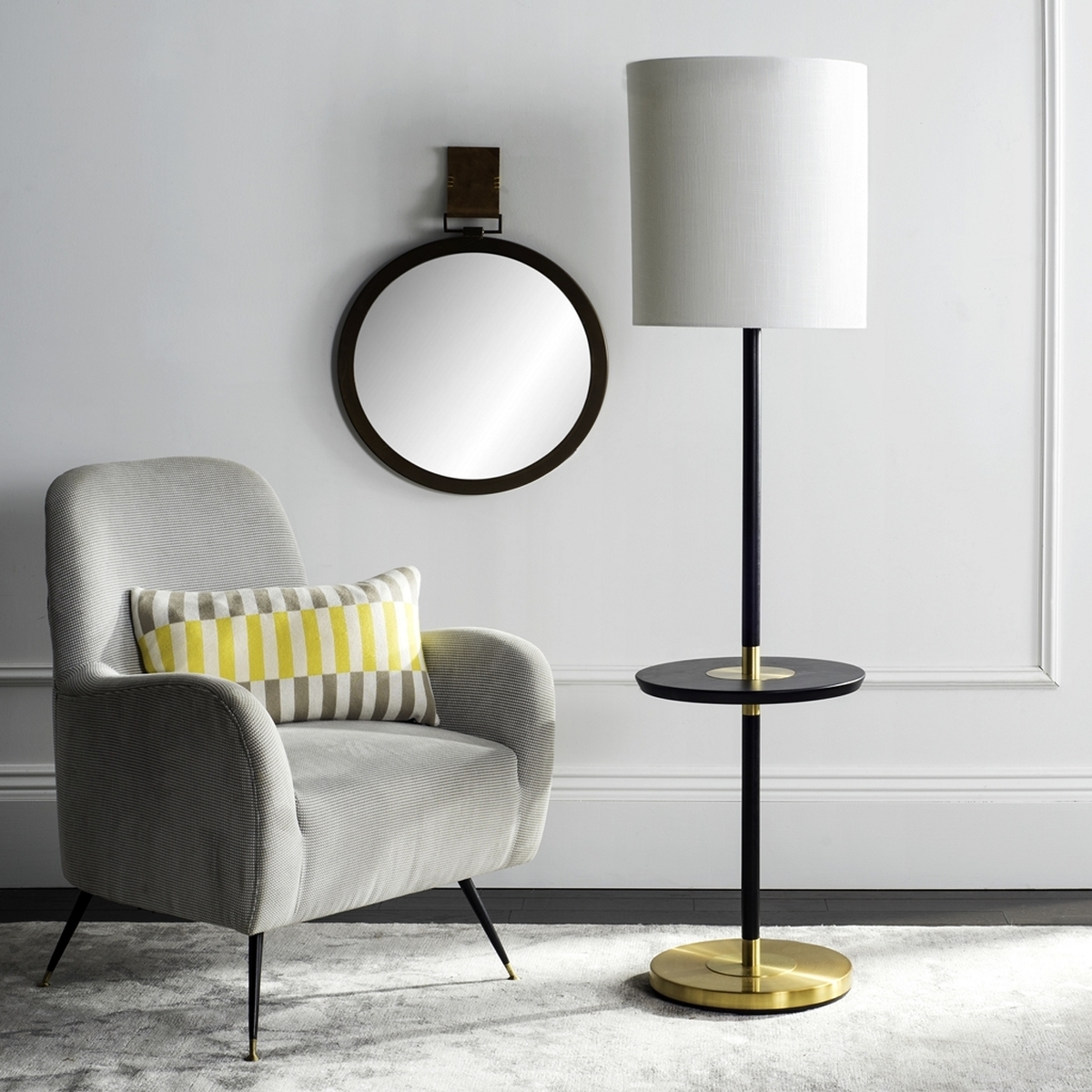 Janell 65-Inch H End Table Floor Lamp - Black - Arlo Home - Image 0