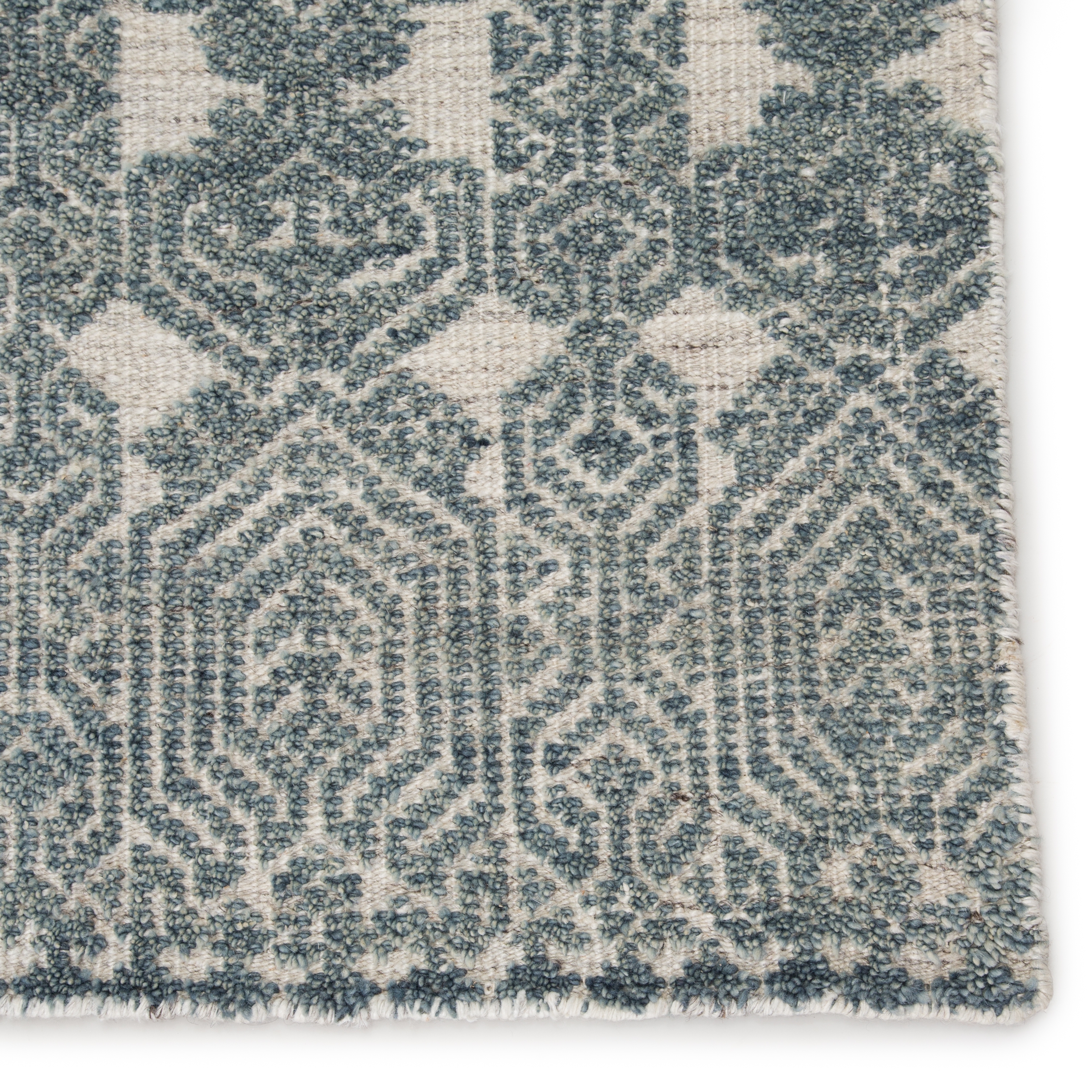Abelle Hand-Knotted Medallion Teal/ Light Gray Area Rug (8'X11') - Image 3