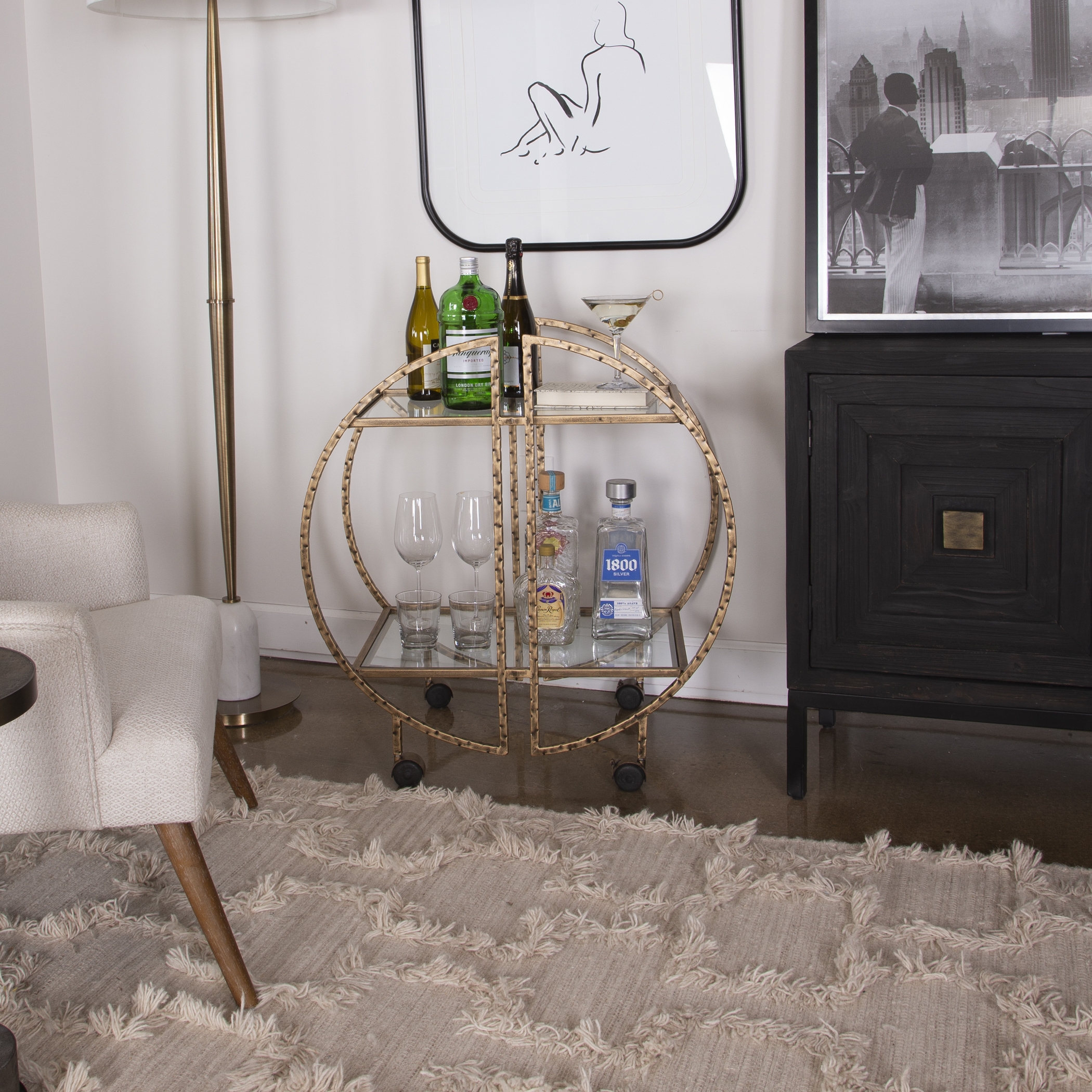 Zelina Gold Bar Cart - Image 1