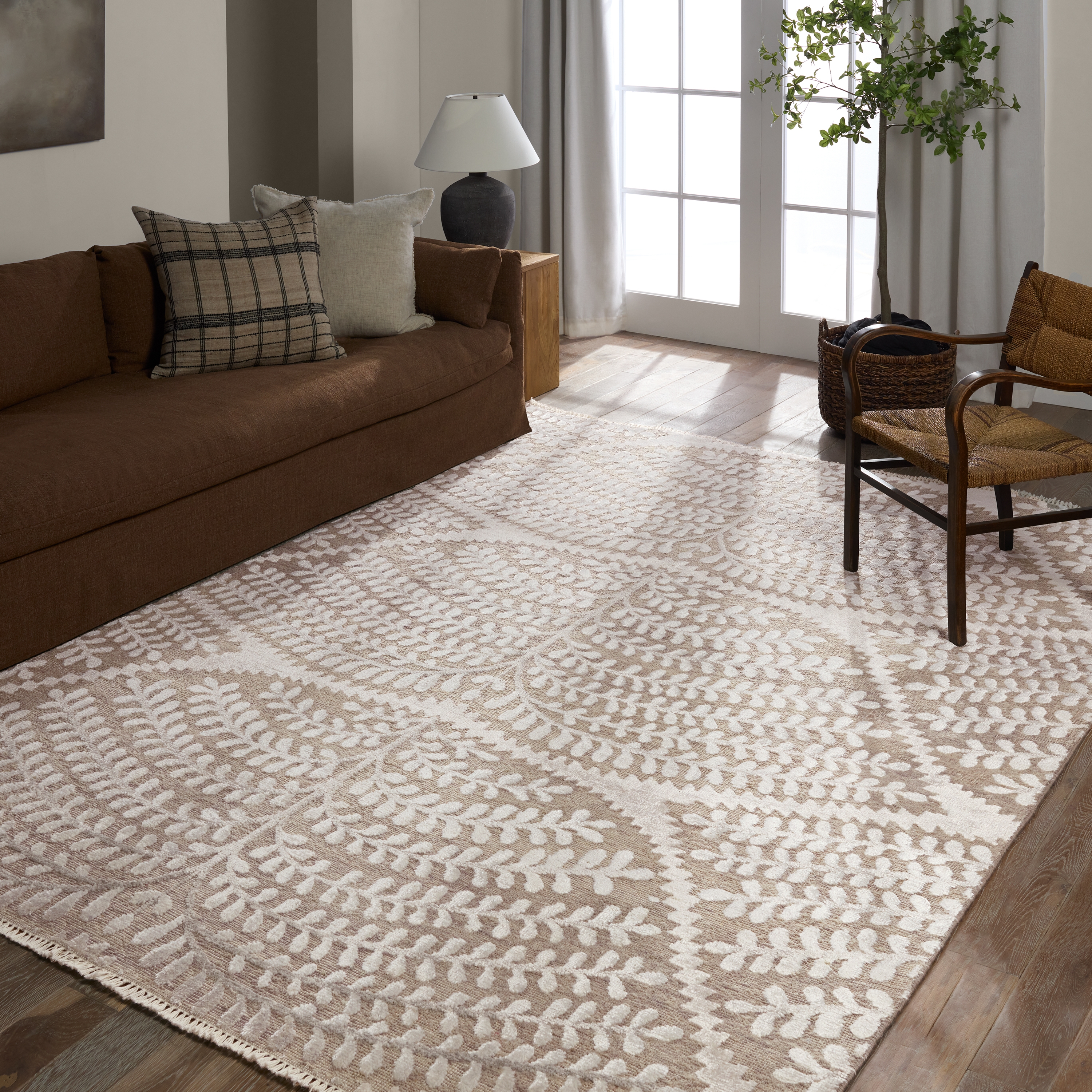 Leoline DIA01 Handknotted Abstract Ivory and Tan Area Rug (9'x12') - Image 4