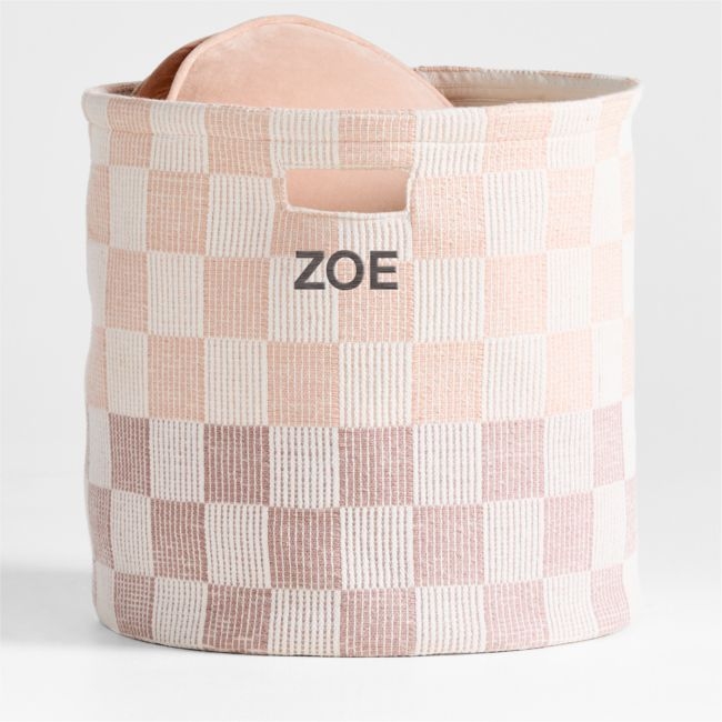 Hopscotch Elegant Pink and Classic Mauve Checkerboard Large Floor Storage Bin - Image 1
