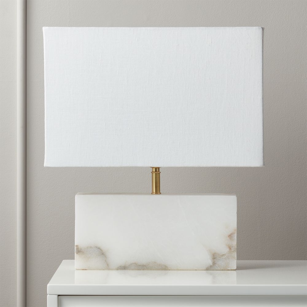 White Alabaster Rectangle Table Lamp - Image 0
