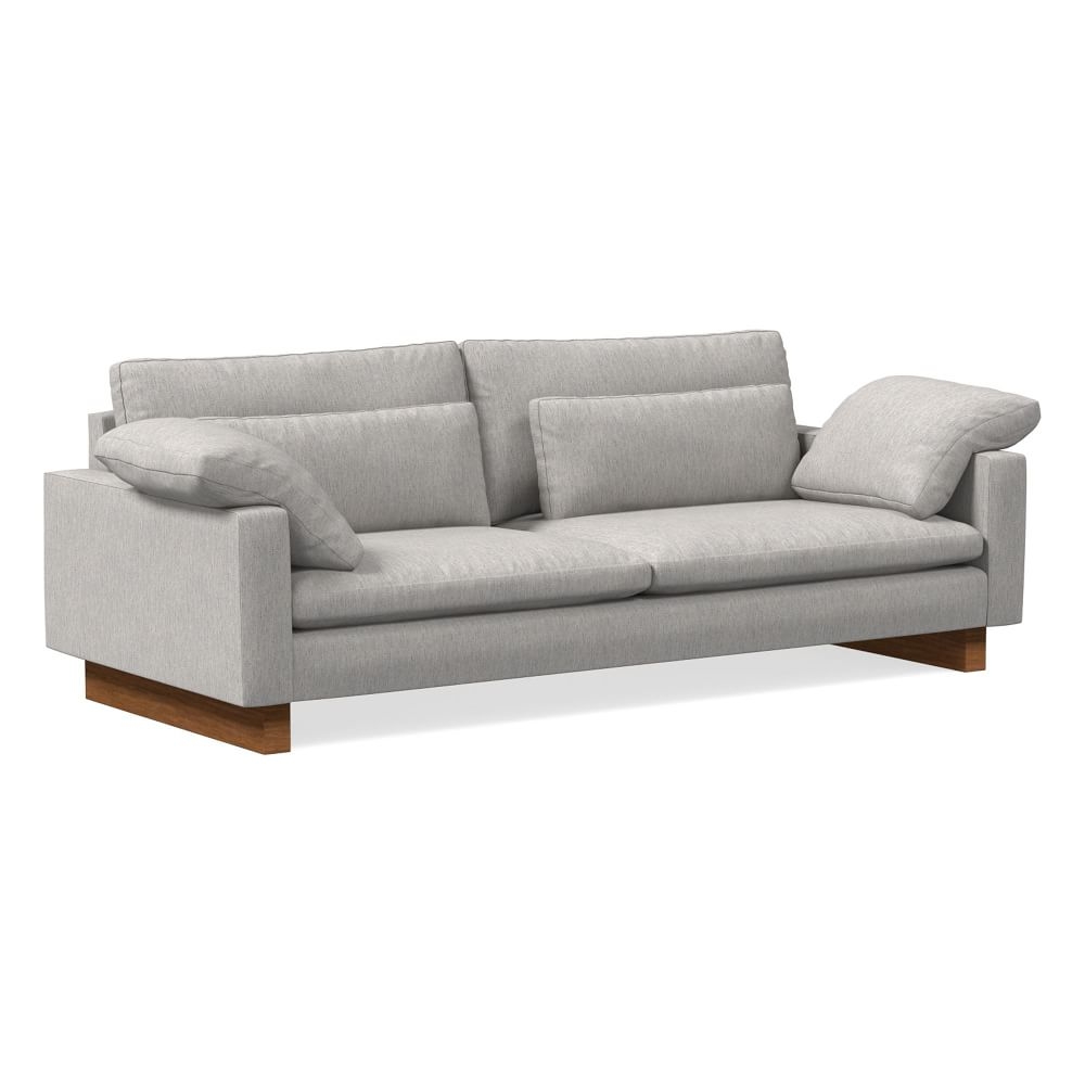 Harmony 92" Multi-Seat Sofa, Standard Depth, Performance Coastal Linen, Storm Gray, Dark Walnut - Image 0
