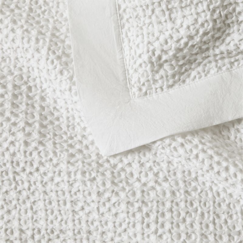 Organic Cotton Waffle Crisp White King Duvet Cover - Image 7