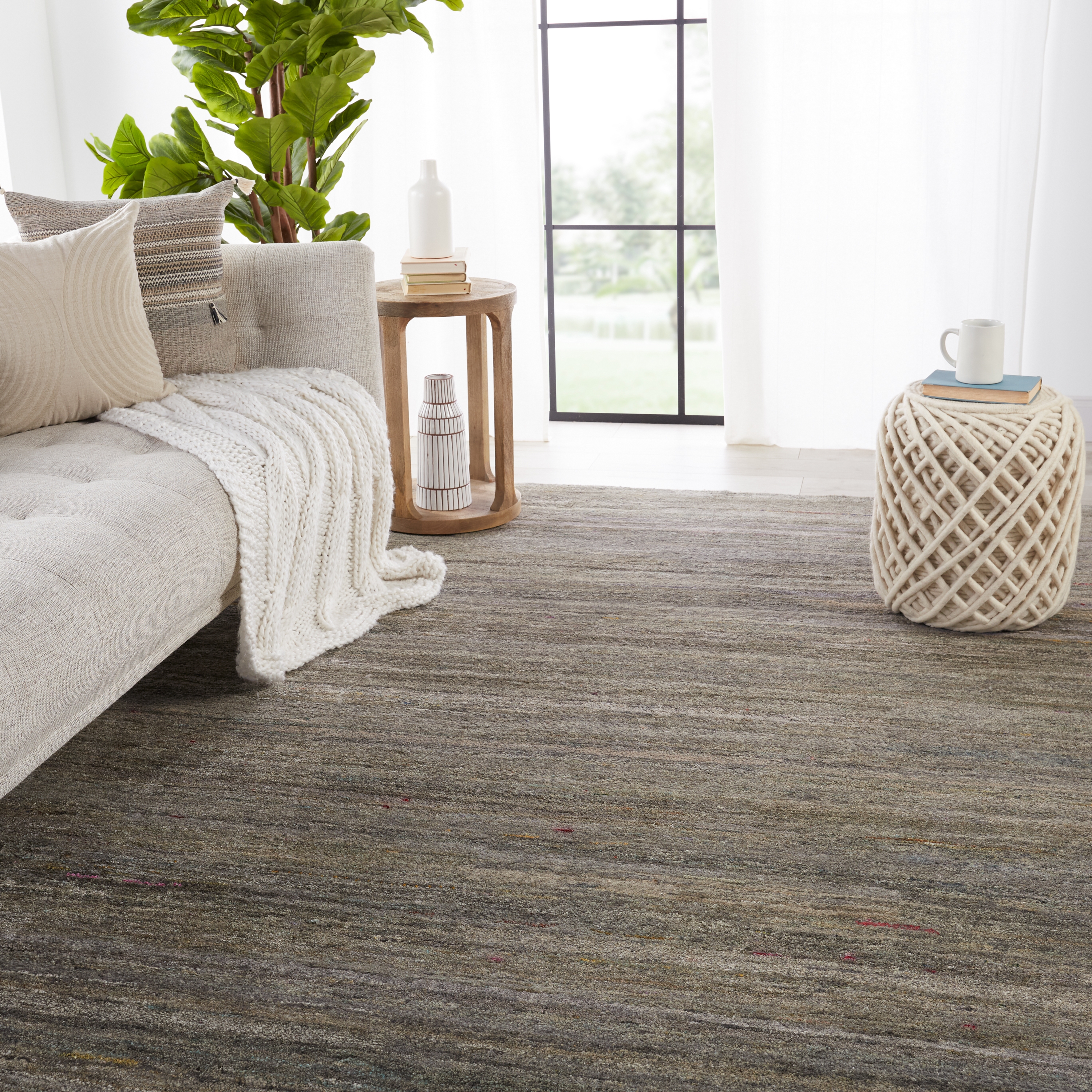 Paradis Hand-Knotted Abstract Brown/ Taupe Area Rug (8'X10') - Image 4