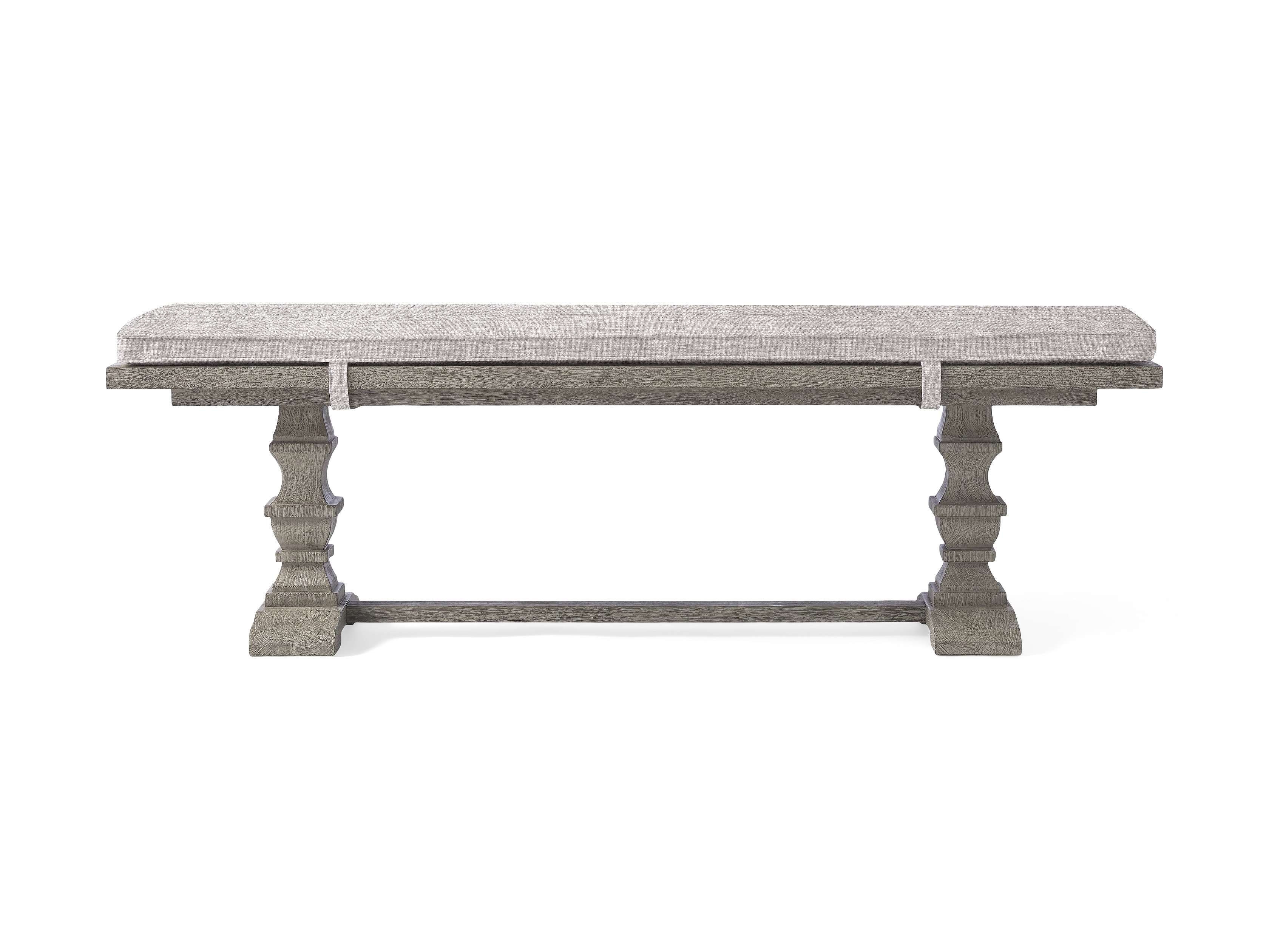 Hamptons Outdoor Dining Bench with Cushion in All Weather Wicker Natural  Shardai Zinc/66" - Image 0