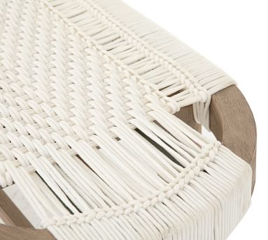 Keiko Teak Woven Bench, Brown & White - Image 2