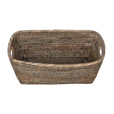 La Jolla Oblong Rattan Storage And Shelf Basket, Black-Wash - Image 0