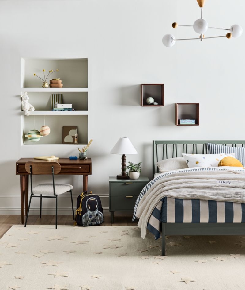 Classic Laurel Green Wood 2-Drawer Kids Nightstand - Image 2
