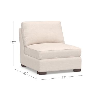 Townsend Upholstered Armless Loveseat, Polyester Wrapped Cushions, Performance Brushed Basketweave Chambray - Image 2