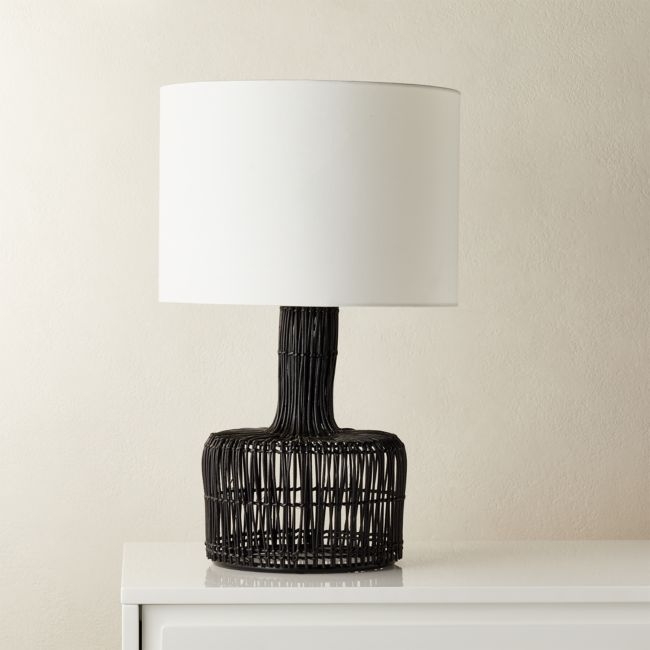 Wicker Black Table Lamp - Image 0