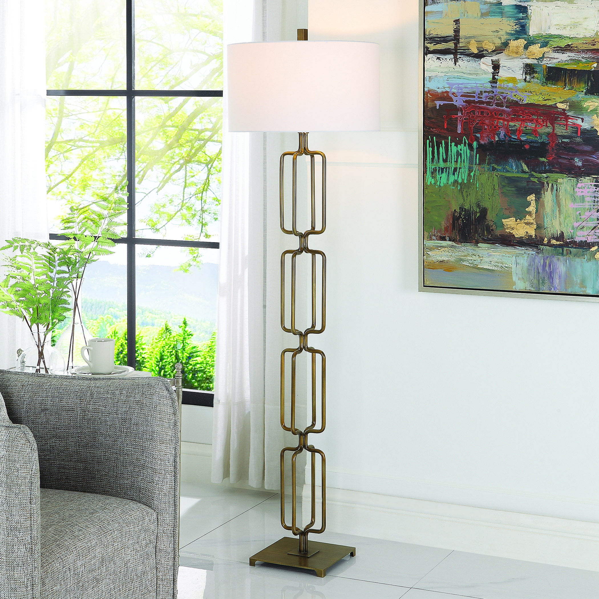 Link Brushed Gold Floor Lamp - Image 3