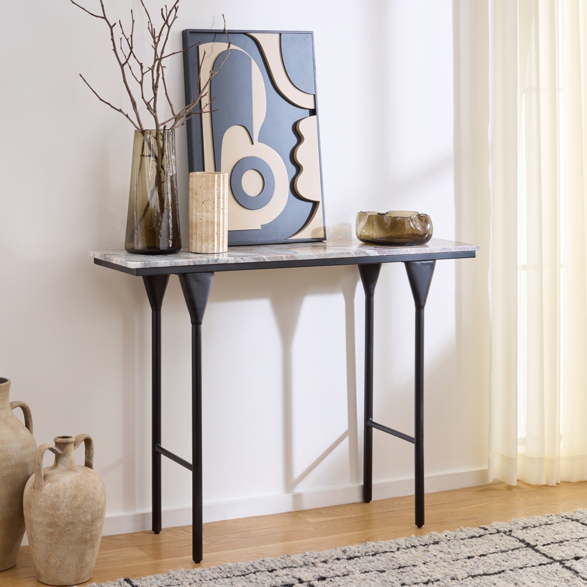 Frederick Marble Console Table - Brown Grey / Black - Image 1