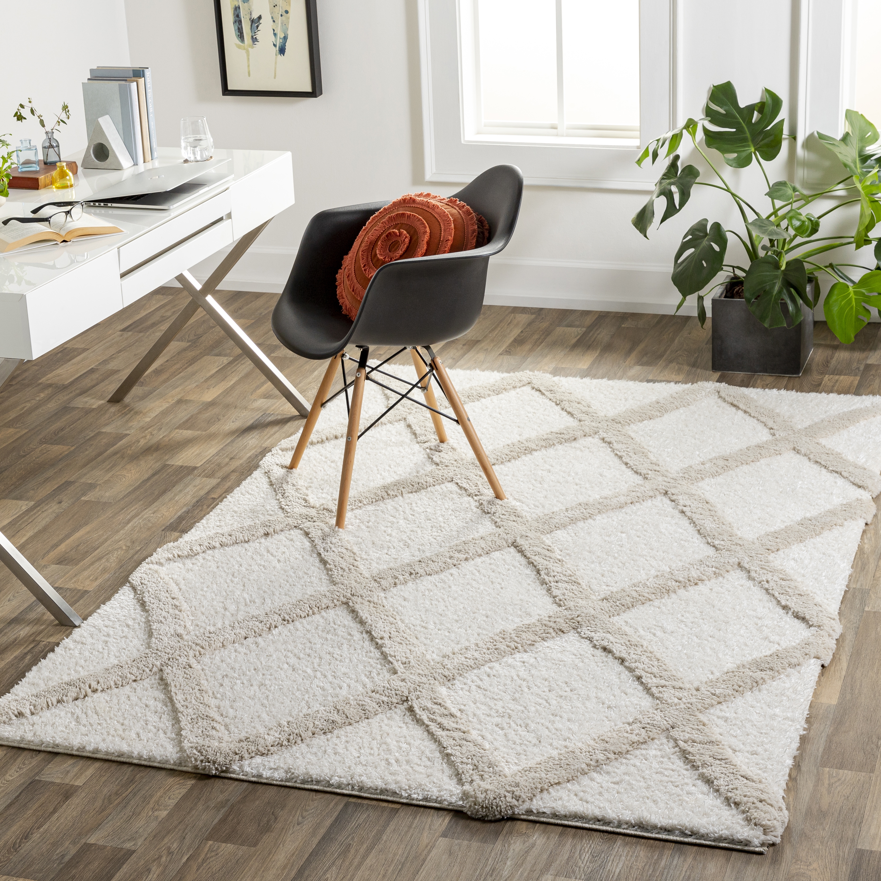 Hudson Shag Beige Indoor 9'2" x 12' Machine Woven Rug - Image 1