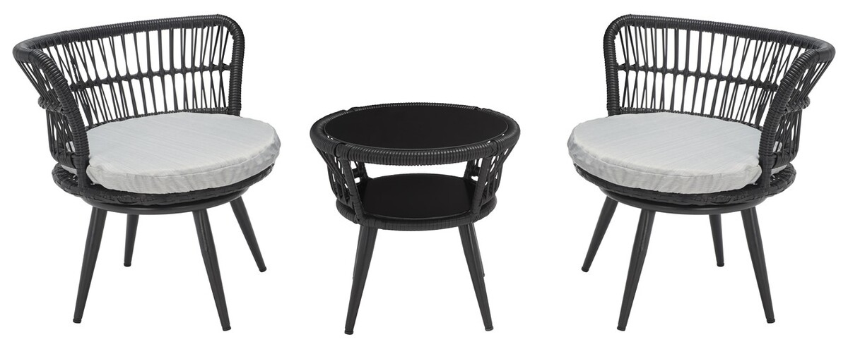 Kyomi 3 Pc Lounge Set - Black/Grey - Safavieh - Image 0