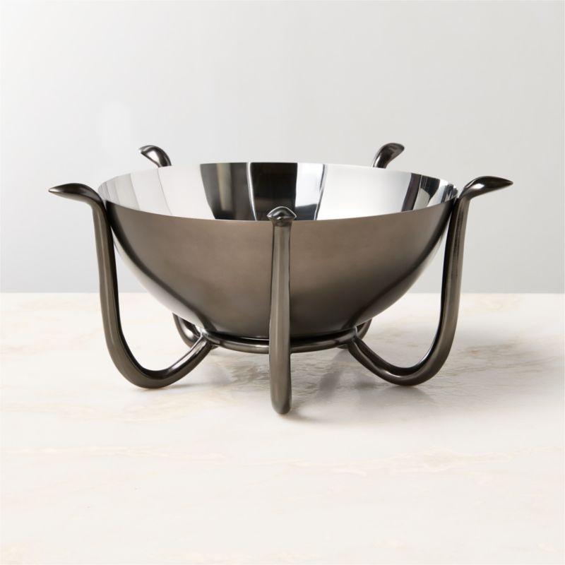 Venom Stainless Steel Serving Bowl with Black Cast Aluminum Frame - Image 3