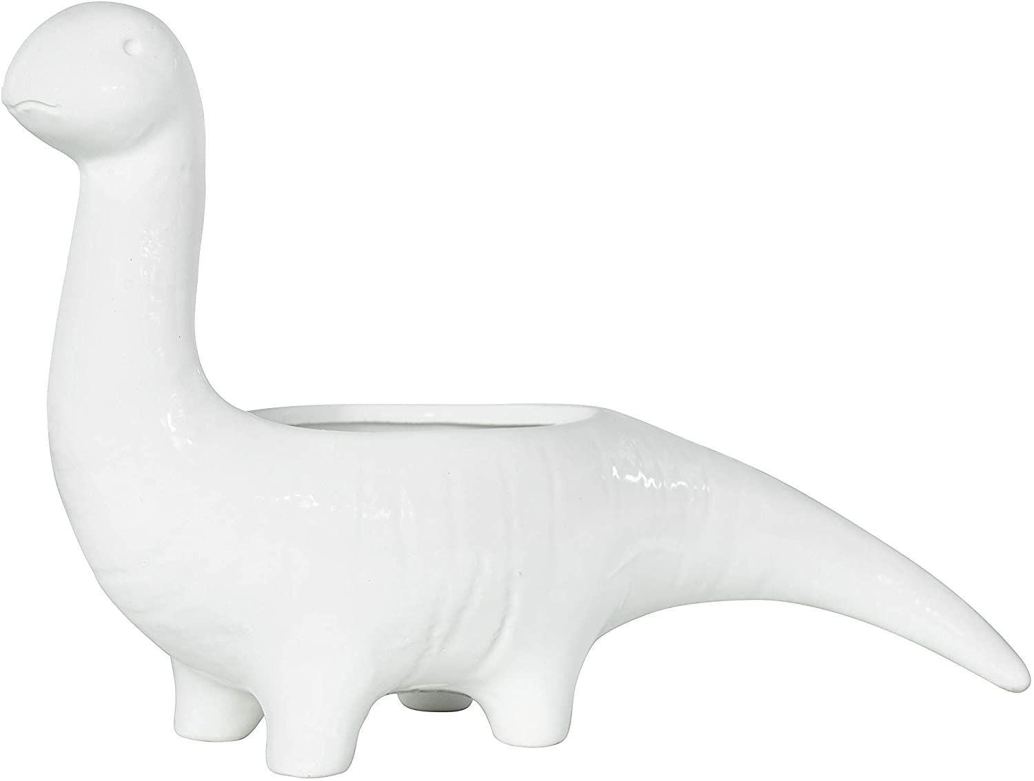 White Dinosaur Shaped Stoneware Planter - Image 1
