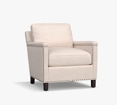 Tyler Square Arm Upholstered Armchair without Nailheads, Down Blend Wrapped Cushions, Performance Heathered Basketweave Alabaster White - Image 5