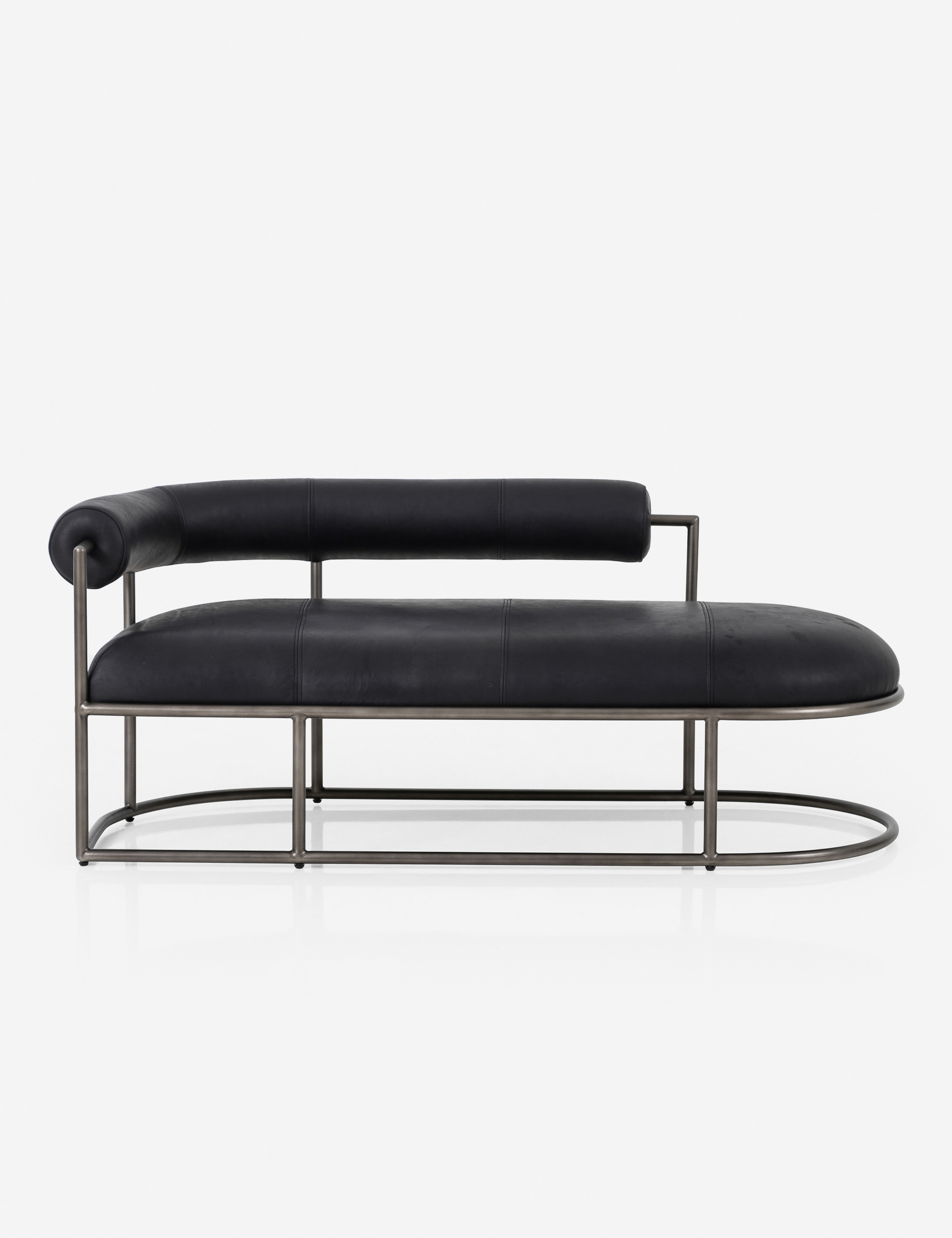 Patterson Left-Facing Leather Chaise, Black - Image 0