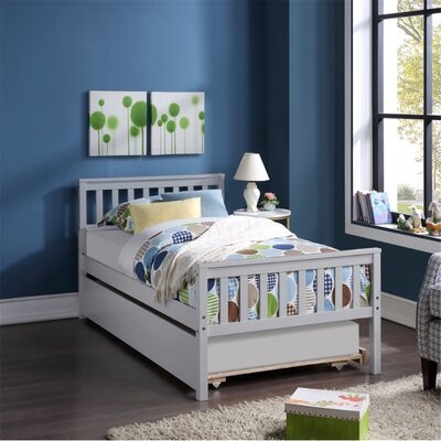 Twin Bed With Trundle,Grey - Image 0