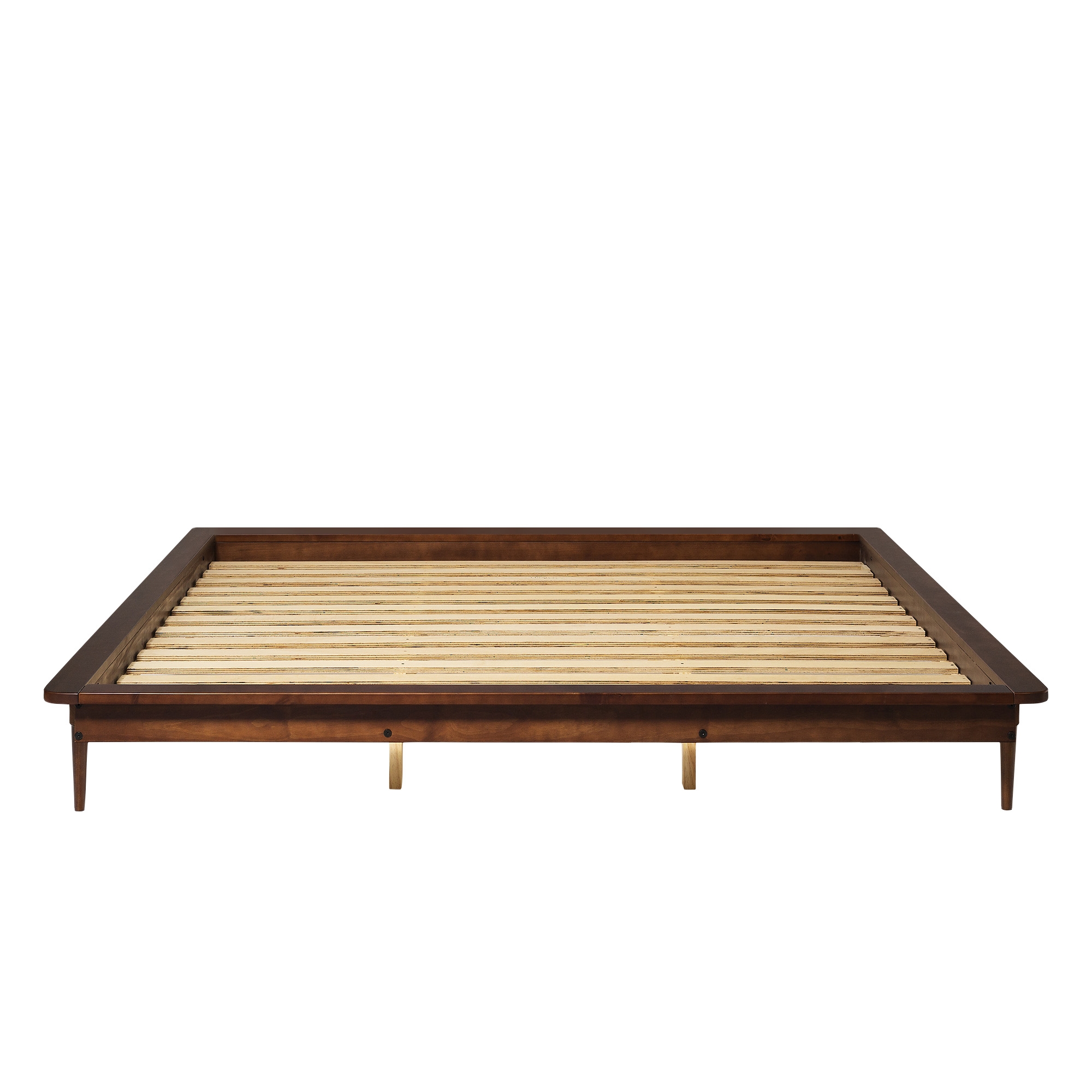 King Mid Century Modern Solid Wood Platform Bed - Walnut - Image 3