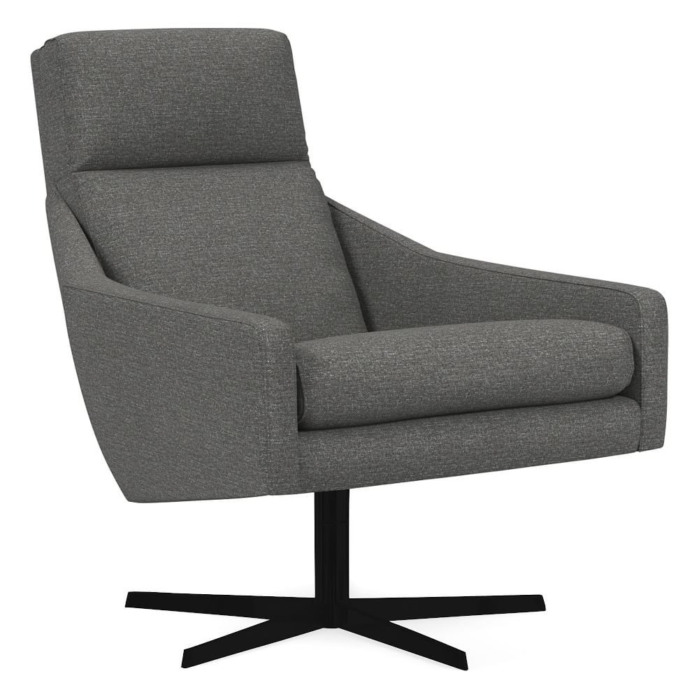 Austin Swivel Chair, Poly, Chenille Tweed, Pewter, Dark Bronze - Image 0